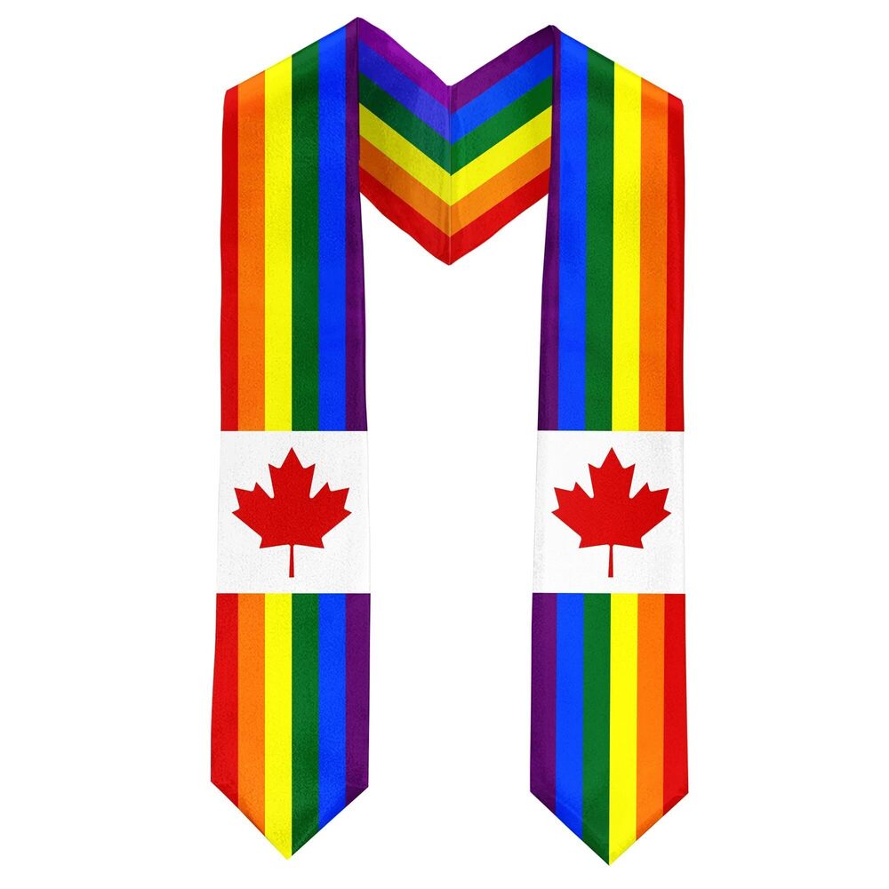6942 Canada Rainbow GradSeason Scarf Unisex Adult LGBTQ Graduation Stole